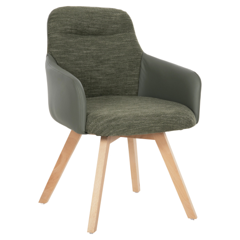 Fotolii - DINING ARMCHAIR DEW HM9848.05 FABRIC and PU IN GREEN-BEECH WOOD LEGS 56,5x62x81,5Hcm.