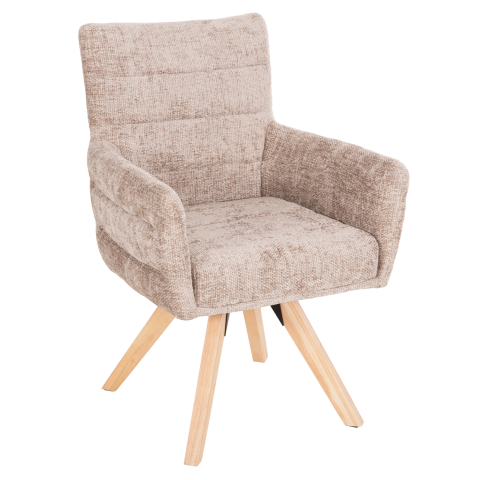 Fotolii - DINING ARMCHAIR GAZER HM9845.04 BEIGE FABRIC-RUBBERWOOD LEGS 66x63x91Hcm.