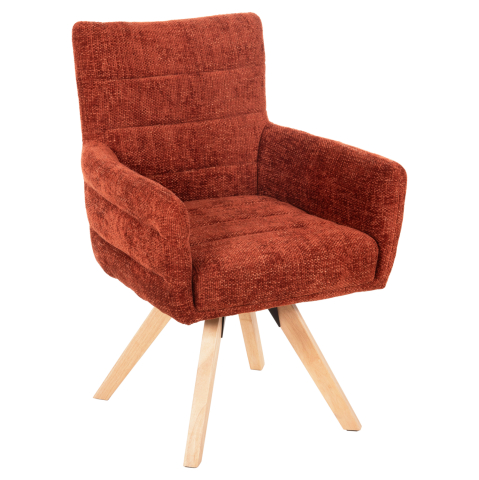 Fotolii - DINING ARMCHAIR GAZER HM9845.06 REDDISH BROWN FABRIC-RUBBERWOOD LEGS 66x63x91Hcm.