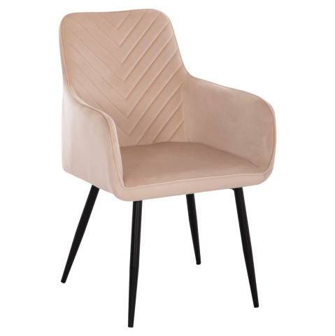 Interior - DINING ARMCHAIR LATRELL HM8582.05 ECRU VELVET and BLACK METAL LEGS 54x57x84Hcm.
