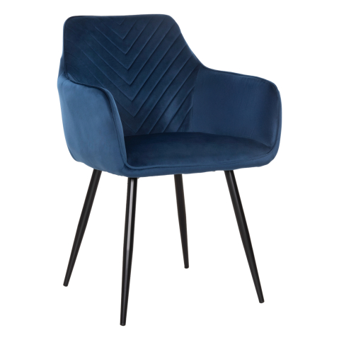 Interior - DINING ARMCHAIR LATRELL HM8582.08 BLUE VELVET and BLACK METAL LEGS 57x56x84Hcm.