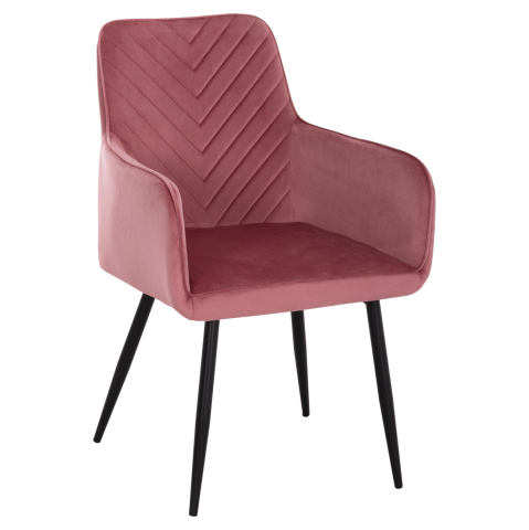 Interior - DINING ARMCHAIR LATRELL HM8582.12 DUSTY PINK VELVET and BLACK METAL LEGS 54x57x84Hcm.