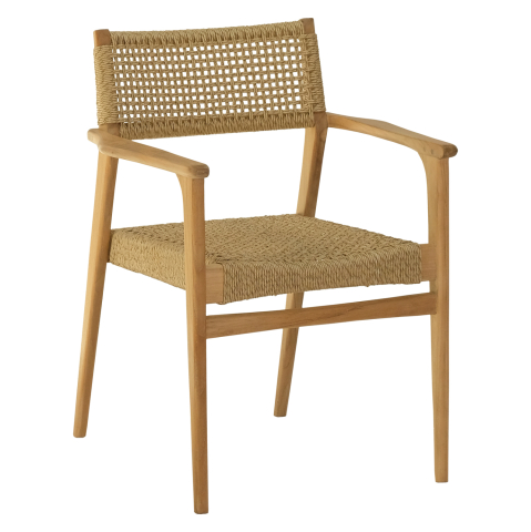 Interior - DINING ARMCHAIR NEBO HM9937 SOLID TEAK WOOD and SYNTHETIC RATTAN IN NATURAL COLOR 57x63x80.5H