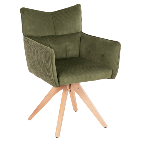 Fotolii - DINING ARMCHAIR QUILL HM9843.05 GREEN FABRIC-BEECH WOOD LEGS 61x57,5x91Hcm.