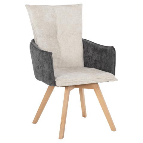 Fotolii - DINING ARMCHAIR REX HM9847.04 BEIGE-GREY FABRIC-BEECH WOOD LEGS 53x60x93Hcm.