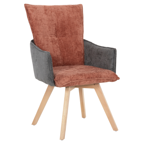 Fotolii - DINING ARMCHAIR REX HM9847.06 BRICK RED-GREY FABRIC-BEECH WOOD LEGS 53x60x93Hcm.