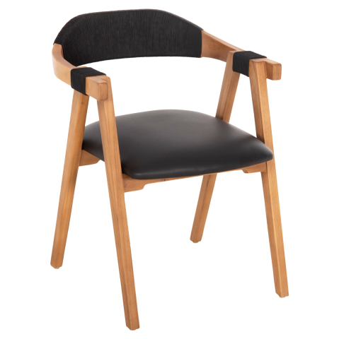 Interior - DINING ARMCHAIR RIMINI HM9867.02 TEAK WOOD IN NATURAL-BLACK ROPE and PU SEAT 60x61x76Hcm.