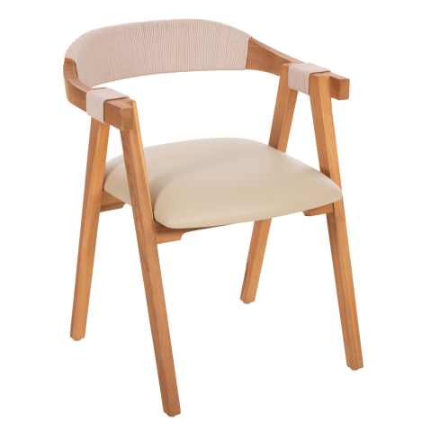 Fotolii - DINING ARMCHAIR RIMINI HM9867.07 TEAK WOOD IN NATURAL-BEIGE ROPE and PU SEAT 60x61x75,5Hcm.