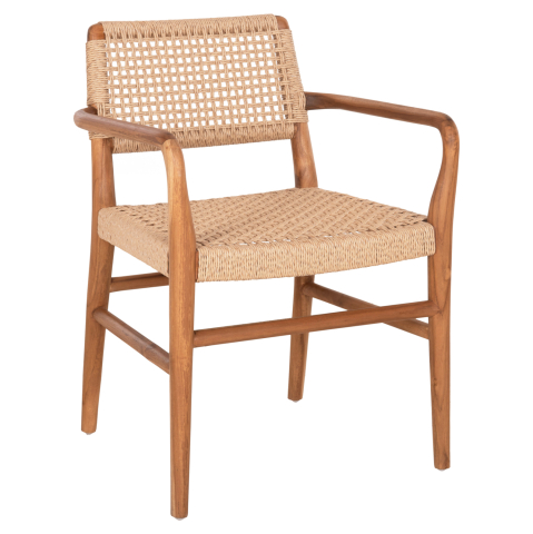 Interior - DINING ARMCHAIR ROSCO HM6132 TEAK WOOD IN NATURAL-VIRO ROPE IN BEIGE 56x54,5x78Hcm.