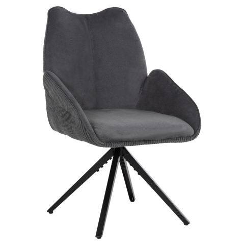 Fotolii - DINING ARMCHAIR SHAI HM9844.03 GREY FABRIC-BLACK METAL BASE 61x63x93Hcm.
