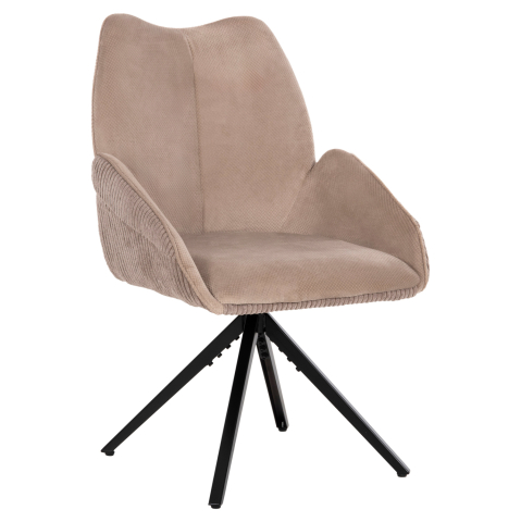 Fotolii - DINING ARMCHAIR SHAI HM9844.04 BEIGE FABRIC-BLACK METAL BASE 61x63x93Hcm.