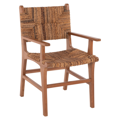 Interior - DINING ARMCHAIR TEAK WOOD and RUSH MATTING WALNUT-BEIGE HM9400.01 54x58x86,5 cm.