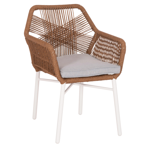 Exterior - DINING ARMCHAIR TOPIN HM6048.11 ALUMINUM WHITE-P.E. RATTAN BEIGE 59x63x81Hcm