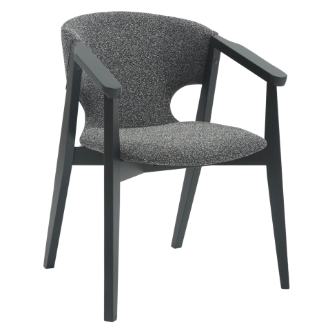 Interior - DINING ARMCHAIR YEGER HM9995.01 BEECH WOOD IN BLACK-DARK GREY FABRIC 59x58x78Hcm.