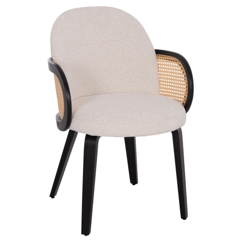 Interior - DINING CHAIR BECKER HM18246.02 PLYWOOD IN BLACK--ECRU FABRIC 54x62x79Hcm.
