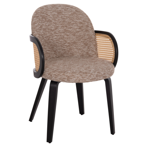 Interior - DINING CHAIR BECKER HM18246.03 PLYWOOD IN BLACK--FABRIC IN BROWN 54x62x79Hcm.