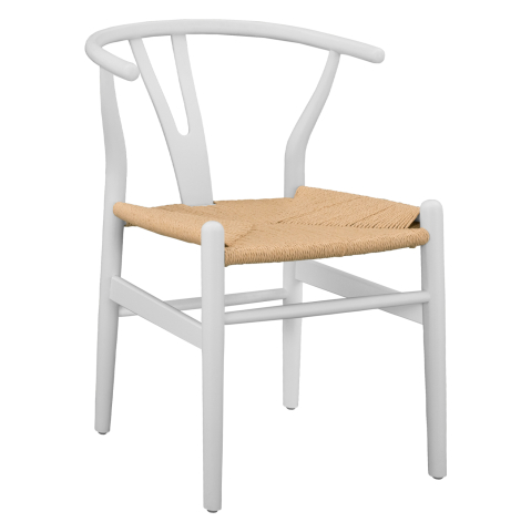 Interior - DINING CHAIR BRAVE HM8695.04 BEECH WOOD IN WHITE-ROPE BEIGE 54x57x74Hcm
