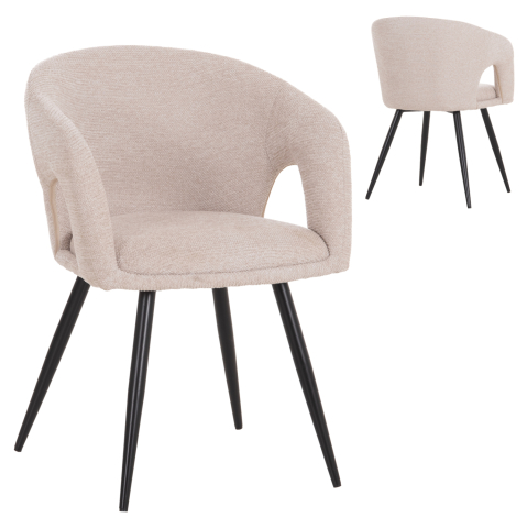 Fotolii - DINING CHAIR CORNEL HM18431.02 BEIGE FABRIC--BLACK METAL LEGS 59x56x79Hcm.