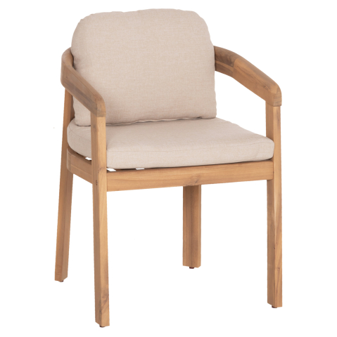 Exterior - DINING CHAIR CRAVIN HM6441 ACACIA WOOD--CUSHIONS IN BEIGE 57.5x52x82Hcm.
