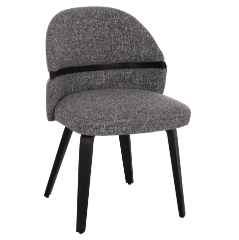 Interior - DINING CHAIR DEKKER HM18249.02 PLYWOOD IN BLACK--FABRIC IN GREY 50x60x80Hcm.