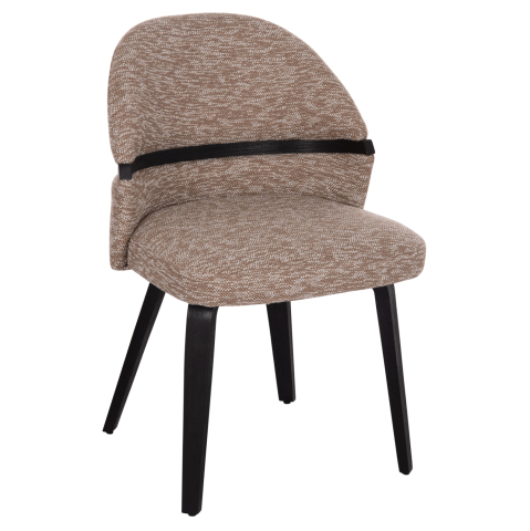 Interior - DINING CHAIR DEKKER HM18249.03 PLYWOOD IN BLACK--FABRIC IN BROWN 50x60x80Hcm.