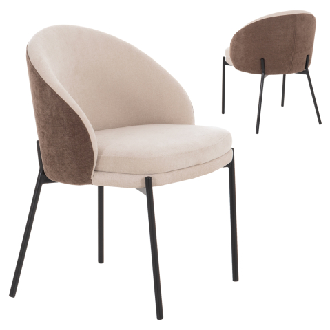 Fotolii - DINING CHAIR DETTON HM18426.02 BROWN/LIGHT BEIGE FABRIC-METAL BLACK LEGS 58x56x76Hcm.