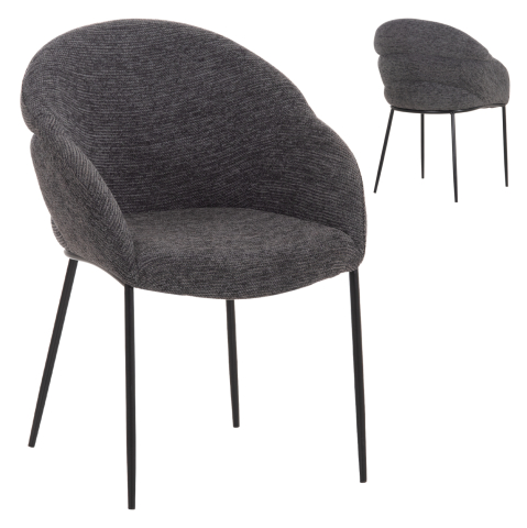 Fotolii - DINING CHAIR DRENNY HM18424.01 GREY FABRIC-METAL BLACK LEGS 62x63x85Hcm.