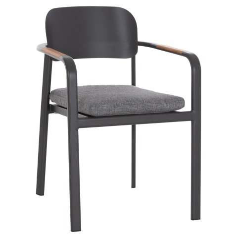Exterior - DINING CHAIR ELARA HM6414.01 GREY ALUMINUM-OLEFIN FABRIC--TEAK WOOD 56x62x78Hcm.