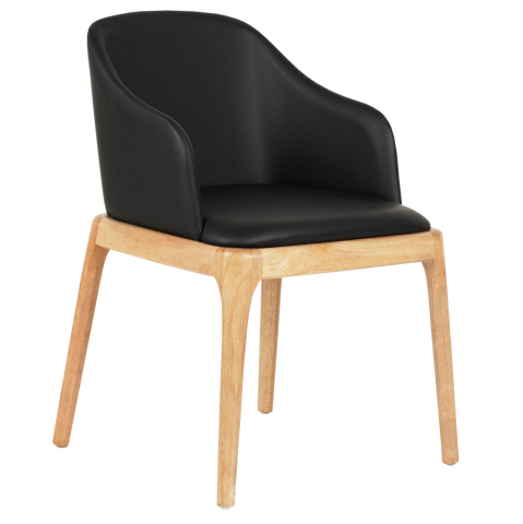 Interior - DINING CHAIR FURLAN ΗΜ9949.01 RUBBERWOOD IN OAK-BLACK PU 54,5x58x78Hcm.