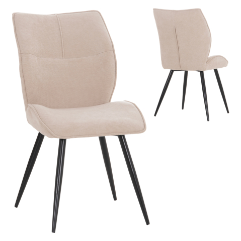 Fotolii - DINING CHAIR GAFF HM18425.02 BEIGE FABRIC-METAL BLACK LEGS 49x63x90Hcm.