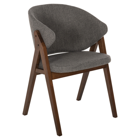 Fotolii - DINING CHAIR HANA HM9746.02 RUBBERWOOD IN WALNUT-FABRIC IN GREY 55x60x84Hcm.