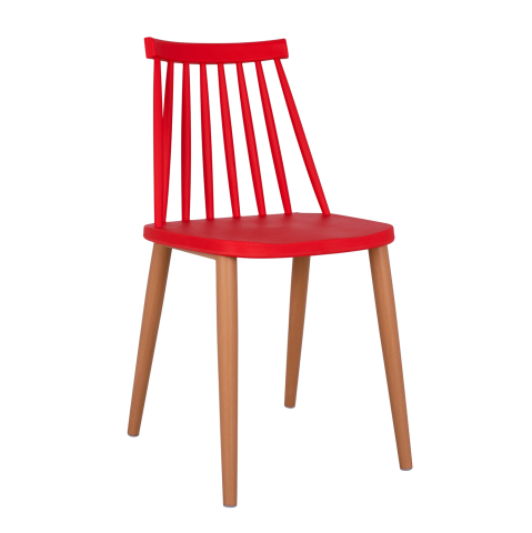 Fotolii - Dining chair HM8052.07 Vanessa red with metallic legs 42,5x47x81,5cm