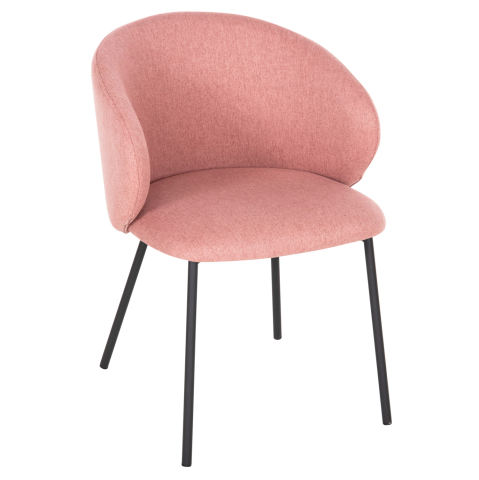 Fotolii - DINING CHAIR ISIAH HM9615.02 DUSTY PINK FABRIC-BLACK METAL LEGS 56x56x76Hcm.