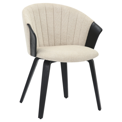 Interior - DINING CHAIR JESPER HM9977.02 PLYWOOD FRAME IN BLACK-ECRU FABRIC 61x54x74Hcm.