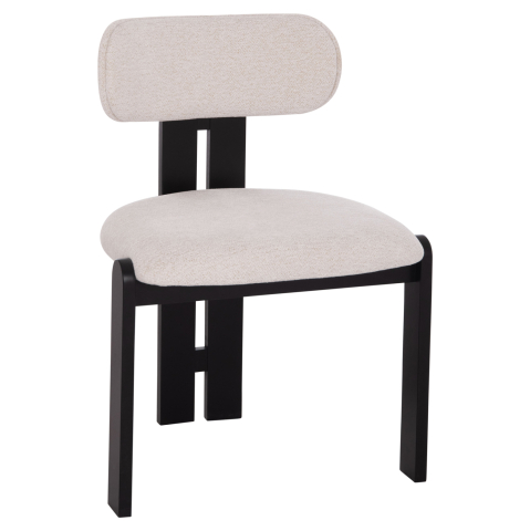 Interior - DINING CHAIR KARVO HM18252.02 FABRIC IN CREAM WHITE--WOOD IN BLACK 57x50x78.5Hcm.