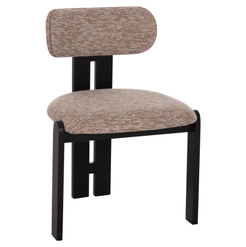 Interior - DINING CHAIR KARVO HM18252.03 FABRIC IN BROWN--WOOD IN BLACK 57x50x78.5Hcm.
