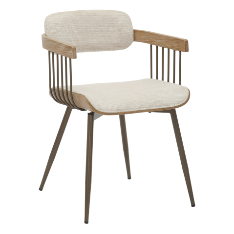 Interior - DINING CHAIR LANG HM9973.01 METAL FRAME QNTIQUE COPPER-ECRU FABRIC 52x52x76Hcm.
