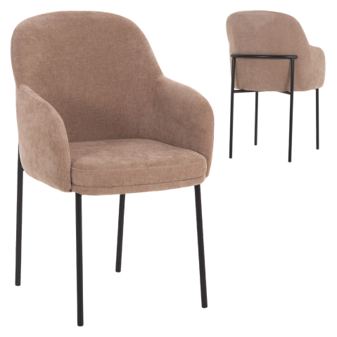 Fotolii - DINING CHAIR MANIDO HM18429.03 TAUPE FABRIC--BLACK METAL LEGS 54x61x87Hcm.