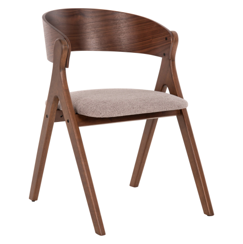 Fotolii - DINING CHAIR NEKKER HM9739.01 RUBBERWOOD IN WALNUT COLOR-BEIGE FABRIC SEAT 56x55x78Hcm.