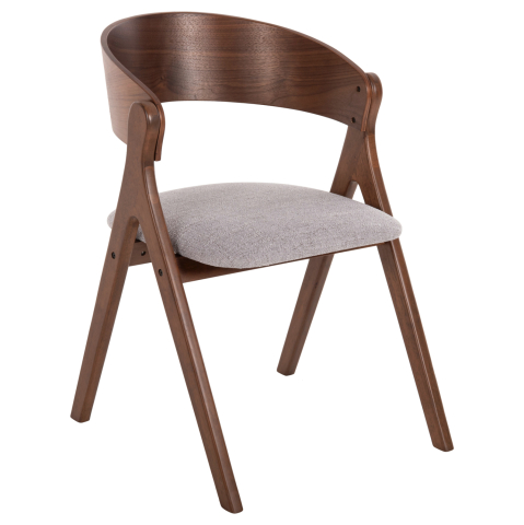 Fotolii - DINING CHAIR NEKKER HM9739.02 RUBBERWOOD IN WALNUT COLOR-GREY FABRIC SEAT 56x55x78Hcm.