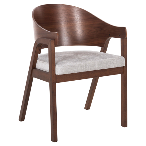 Interior - DINING CHAIR NERO HM9972 RUBBERWOOD IN WALNUT COLOR-GREY FABRIC SEAT 56x56x78Hcm.