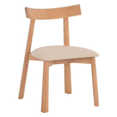 Fotolii - DINING CHAIR OSORIO HM18335.11 RUBBERWOOD IN NATURAL-ECRU PU 51x55x74Hcm.