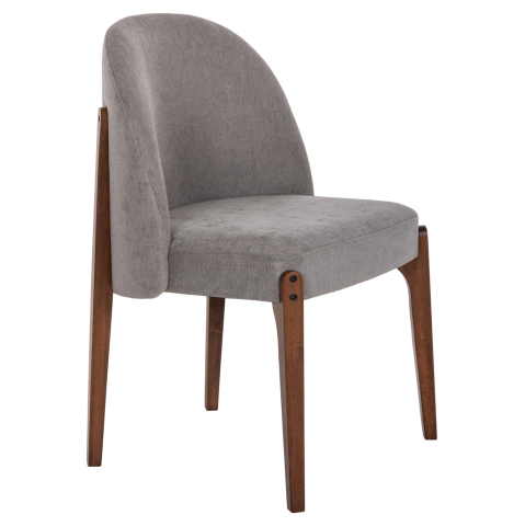 Fotolii - DINING CHAIR RAMMER HM9744.01 RUBBERWOOD IN WALNUT-GREY FABRIC 57x55x86Hcm.