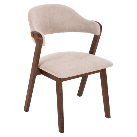 Fotolii - DINING CHAIR RIDER HM9734.02 RUBBERWOOD IN WALNUT COLOR-ECRU FABRIC 59x59x83Hcm.