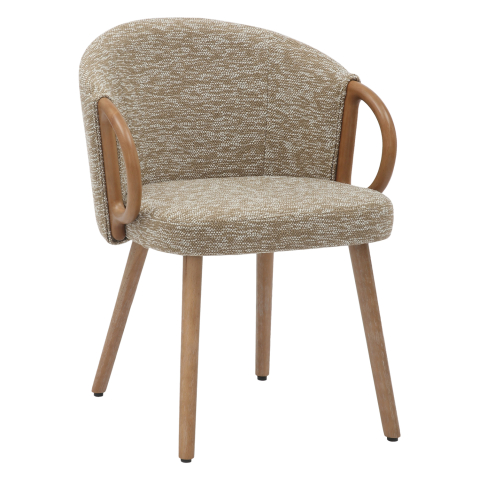Interior - DINING CHAIR RIG HM9979.01 BEECH WOOD LEGS IN WHITEWASH-BEIGE FABRIC 59x58,5x72,5Hcm.