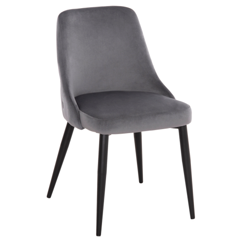 Interior - DINING CHAIR SERENITY HM8527.11 GREY VELVET-BLACK METALLIC LEGS 51x54x83,5Hcm.