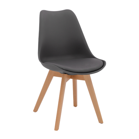 Interior - DINING CHAIR VEGAS HM0033.03 BEECH WOOD LEGS-P.P. SEAT IN DARK GRAY 45x56x80Hcm.