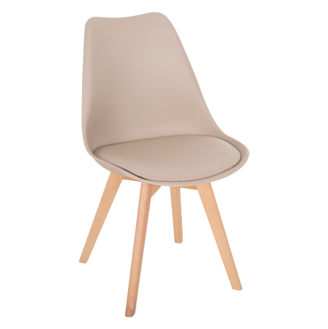 Fotolii - DINING CHAIR VEGAS HM0033.25 WOODEN LEGS-POLYPROPYLENE SEAT WITH PU IN CAPPUCCINO 48x52x81Hcm