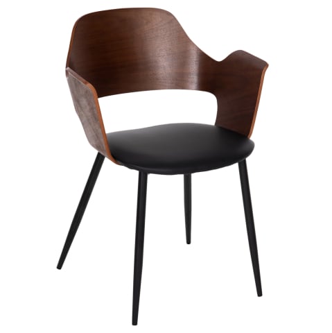 Fotolii - DINING CHAIR VELP HM9616.03 WOOD IN WALNUT-BLACK PU-BLACK METAL LEGS 55,5x50x79Hcm.