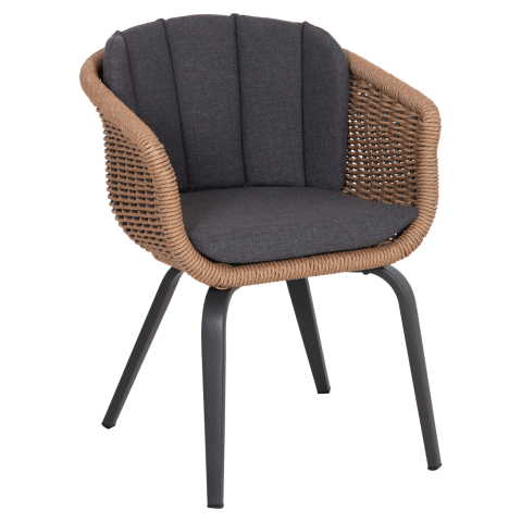Exterior - DINING CHAIR VICTUS HM6559.01 ALUMINUM and OLEFIN IN GREY--TWIST WICKER 60x62x76Hcm.